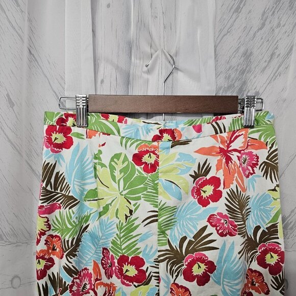 Brooks Brothers 346 Green Tropical Straight Leg Cotton Cigarette Pants Size 6 - Picture 2 of 10